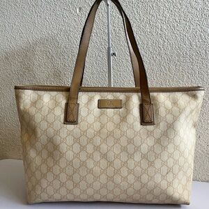 Gucci Beige Monogram Tote Bag